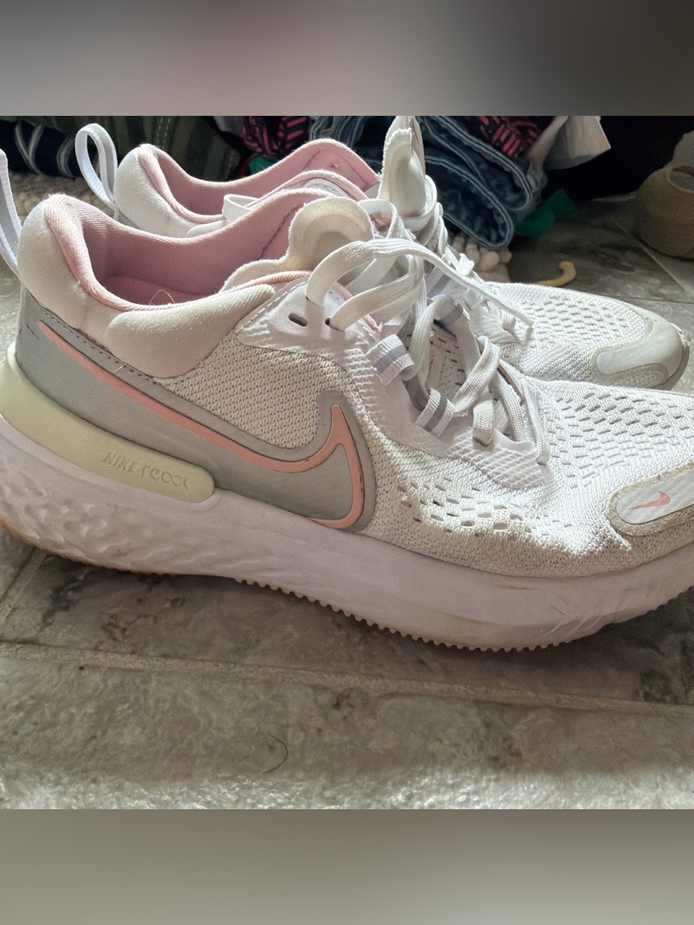Nike Women's White and Pink Running Sneakers